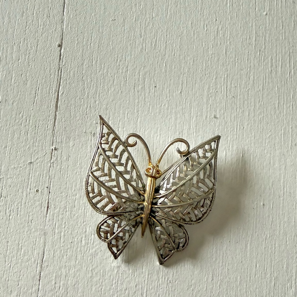 Vintage Avon Rhinestone Butterfly Brooch